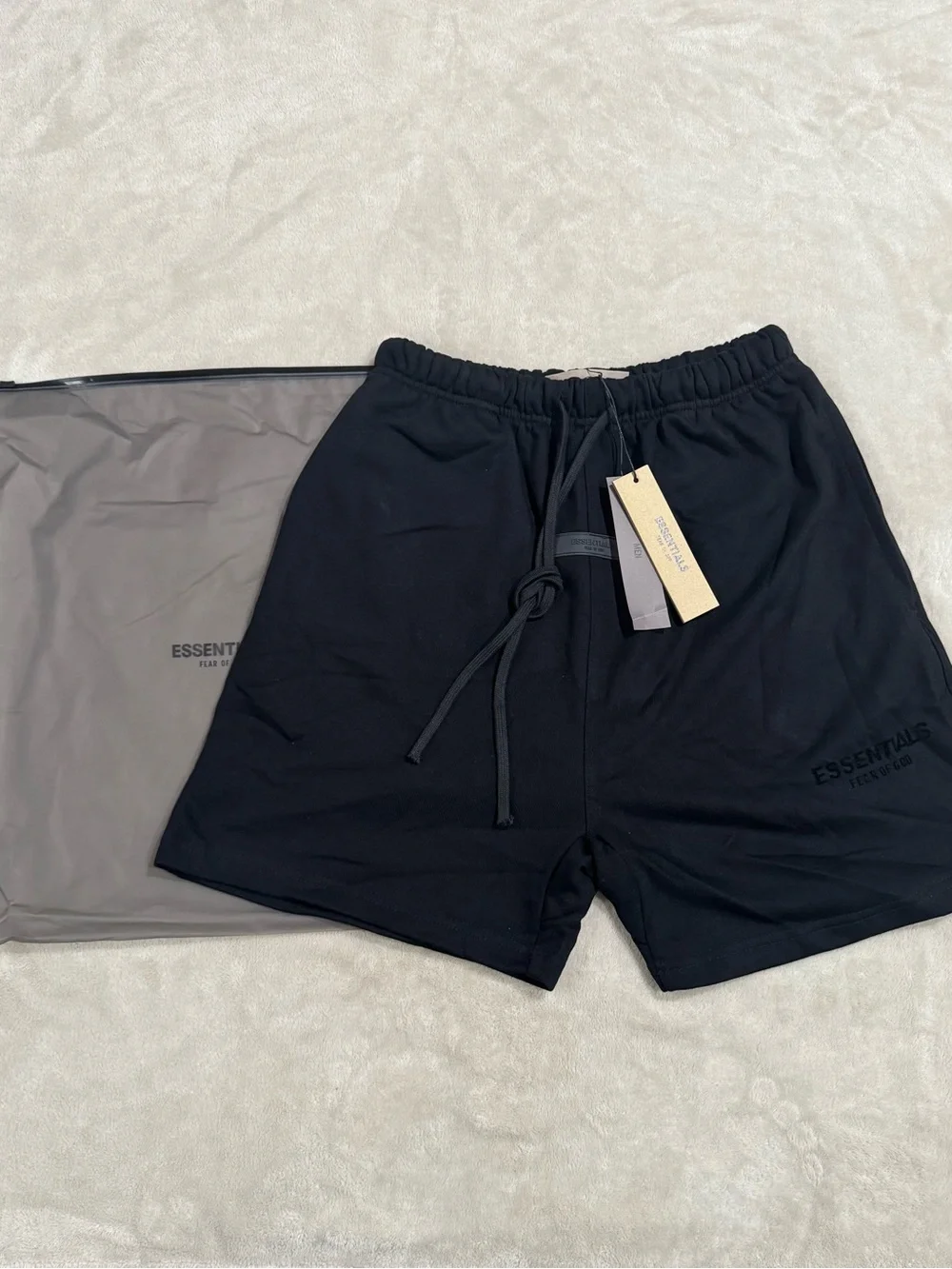 Essentials Light Gray Logo Athletic Shorts